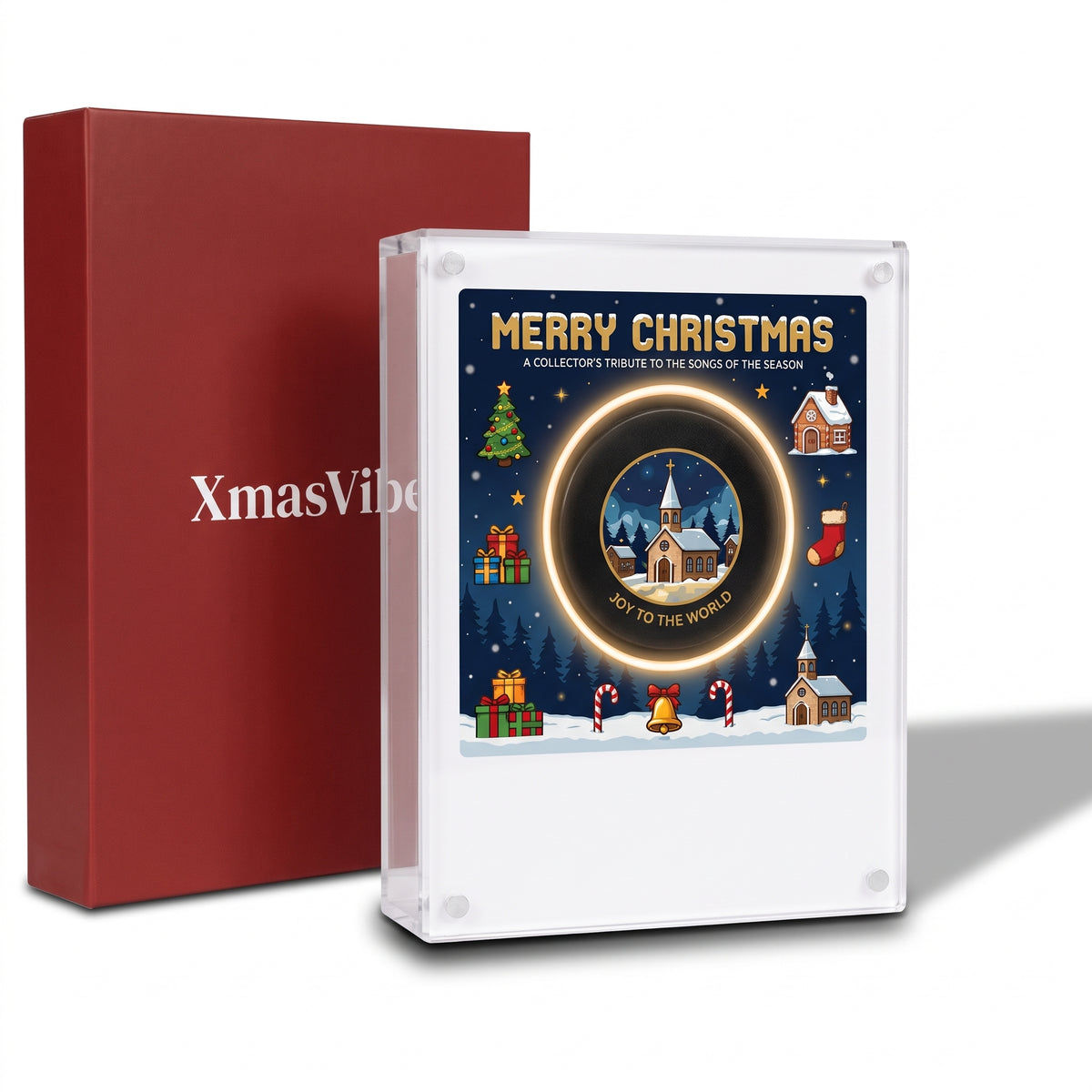XmasVibe Weihnachtsplatte aus Acryl mit beleuchteter Weihnachtsscheibe