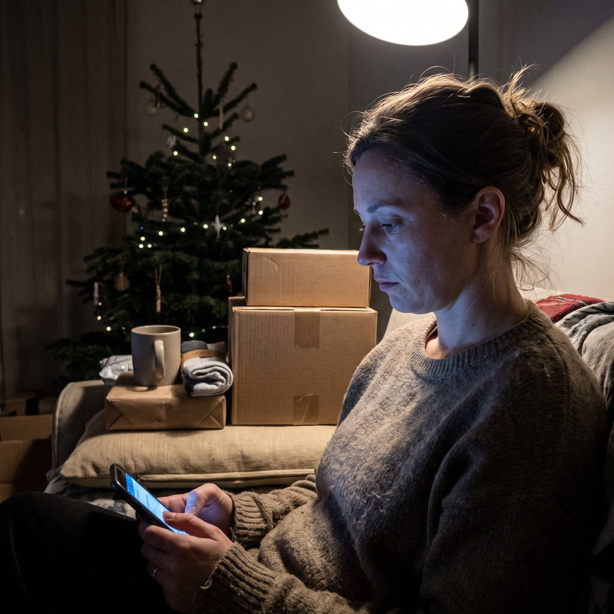 Frau überlegt, was sie zu Weihnachten schenken soll